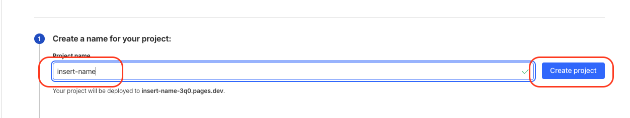 Cloudflare Pages project name field