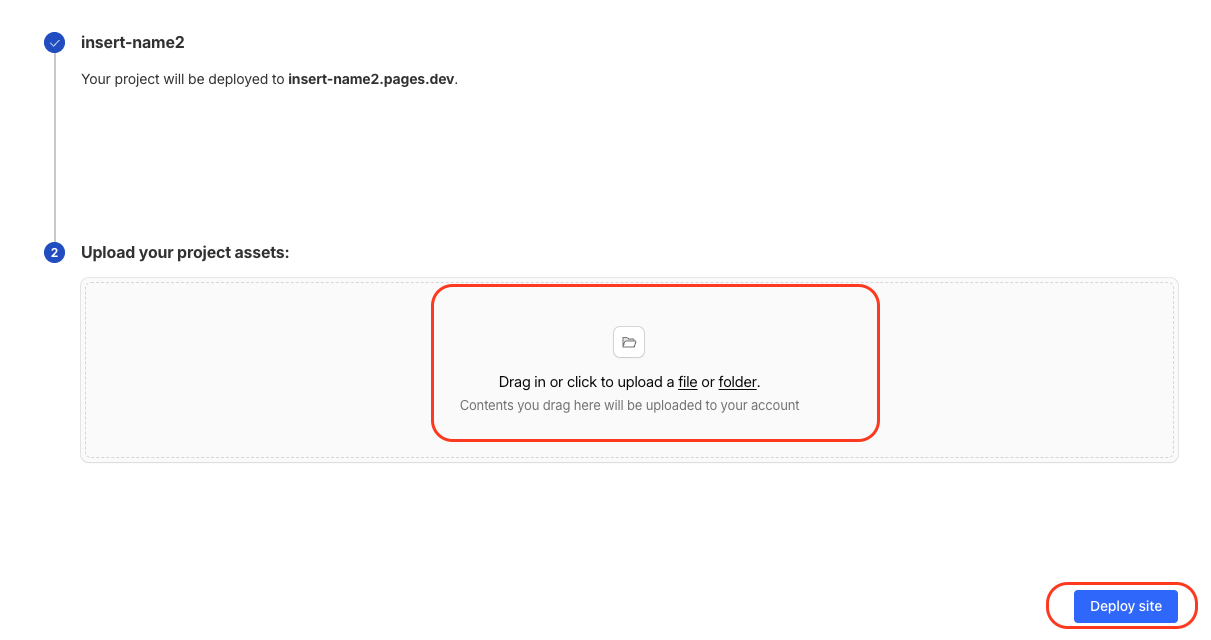 Cloudflare Pages upload assets and deploy site